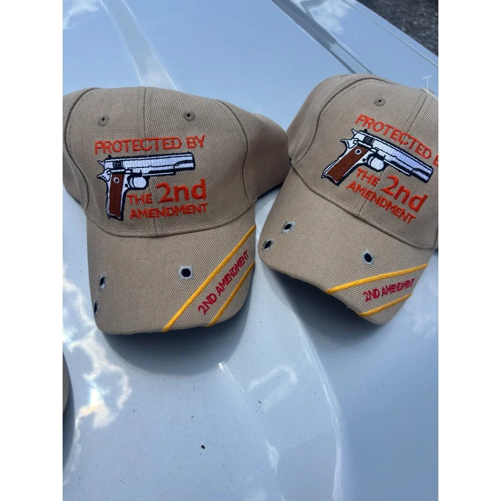 Lot of 5 2nd Amendment Baseball Caps Tan Gun Rights adjustable Hats NEW